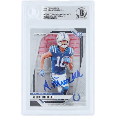 Adonai Mitchell Indianapolis Colts Autographed 2024 Panini Prizm #303 Beckett Fanatics Witnessed Authenticated Rookie Card
