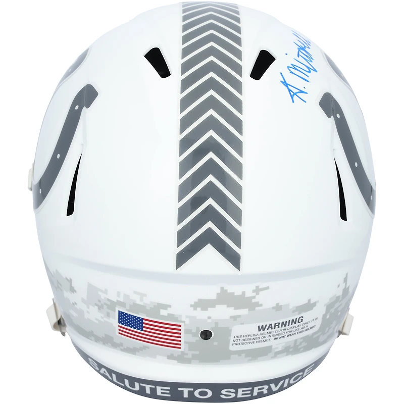 Réplique du casque Riddell 2024 Salute To Service Speed ​​autographié par Adonai Mitchell des Indianapolis Colts