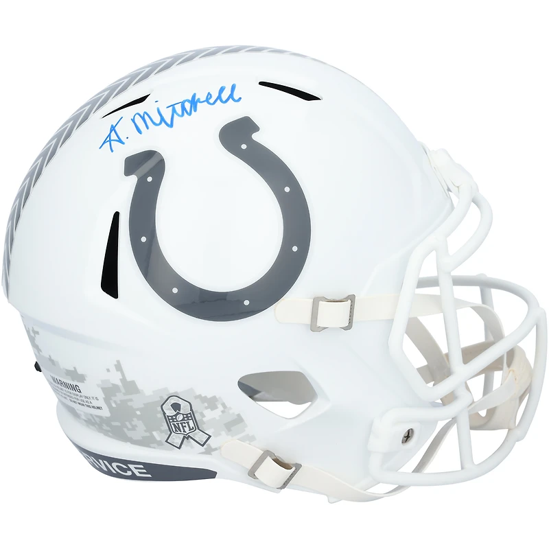 Réplique du casque Riddell 2024 Salute To Service Speed ​​autographié par Adonai Mitchell des Indianapolis Colts