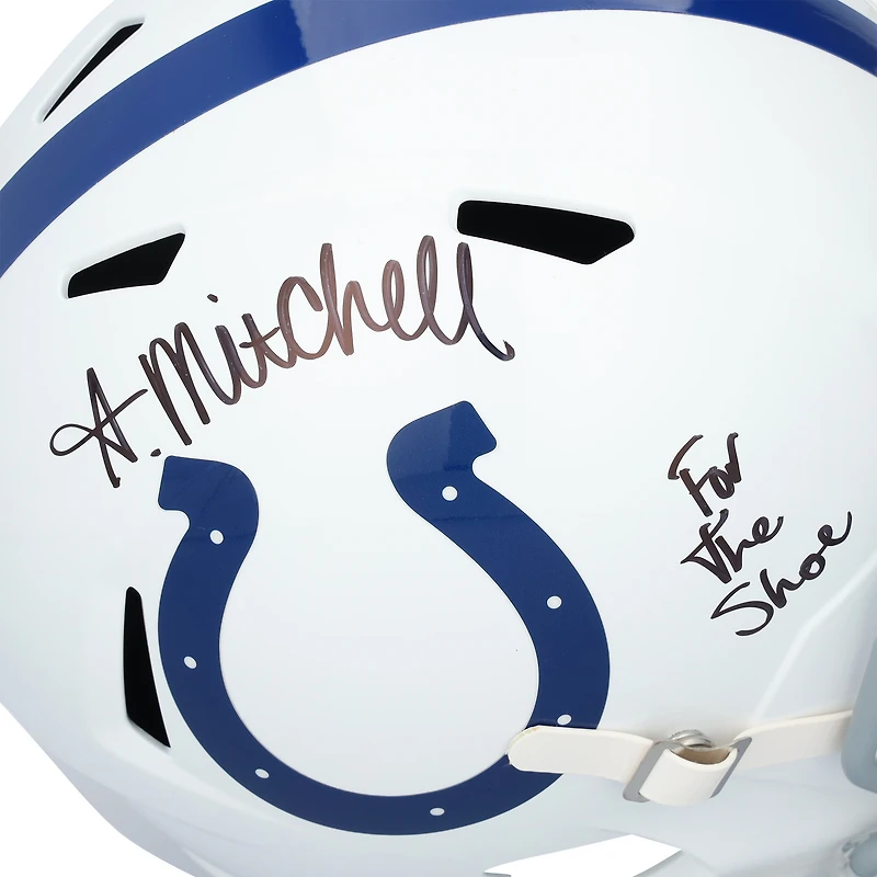 Casque Riddell Speed ​​autographié par Adonai Mitchell des Indianapolis Colts avec inscription « For the Shoe »