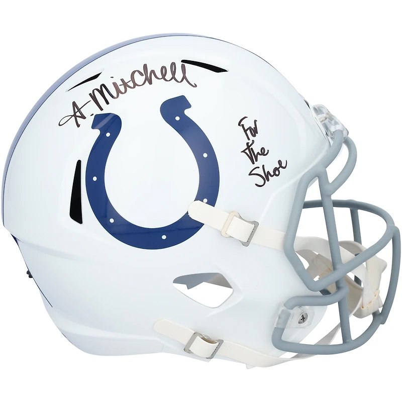 Casque Riddell Speed ​​autographié par Adonai Mitchell des Indianapolis Colts avec inscription « For the Shoe »