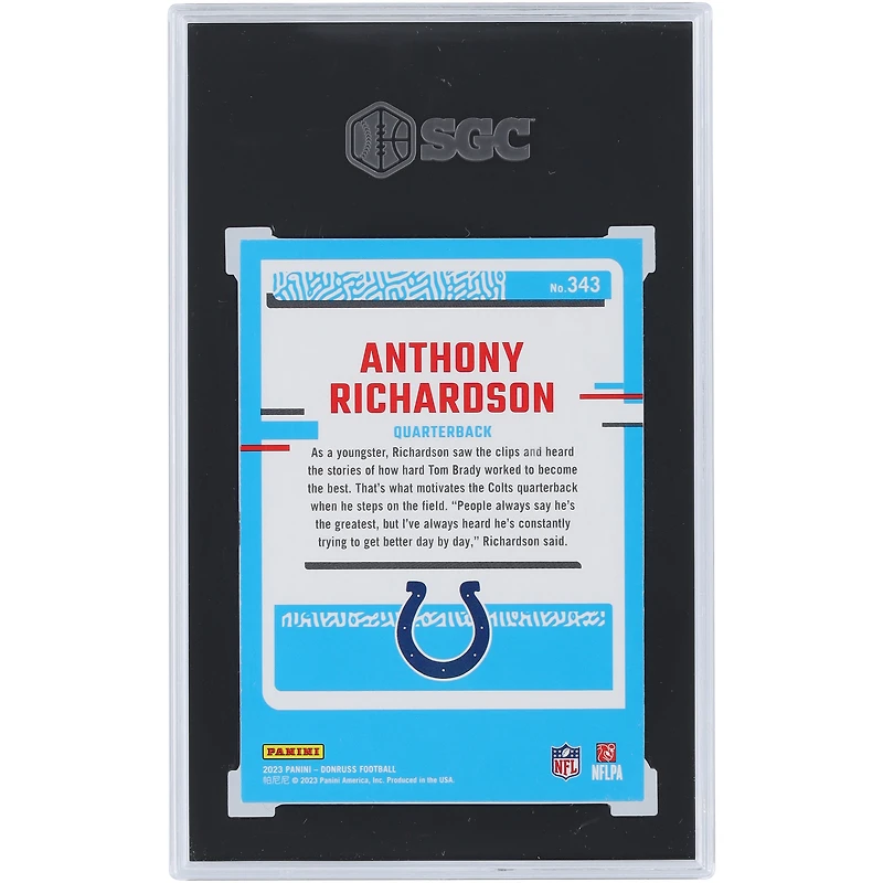 Anthony Richardson Indianapolis Colts 2023 Panini Donruss Rated Rookie #343 SGC authentifié 9.5 Rookie Card