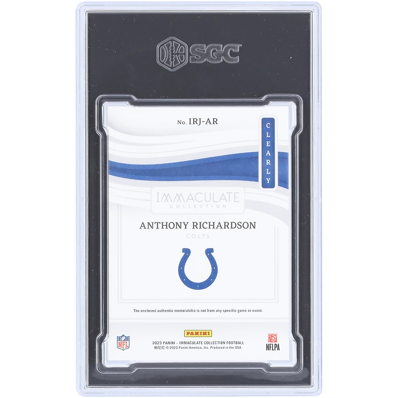 Anthony Richardson Indianapolis Colts 2023 Panini Immaculate Collection Tri-Color Relic #IRJ-AR #3/10 SGC Carte recrue authentifiée 9.5