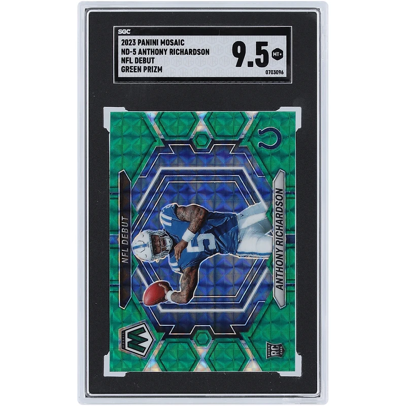 Anthony Richardson Indianapolis Colts 2023 Panini Mosaic Green Prizm #ND-5 SGC authentifié 9.5 Rookie Card