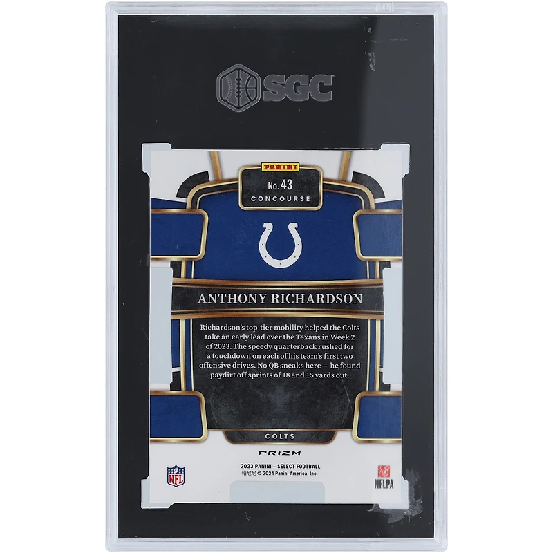 Anthony Richardson Indianapolis Colts 2023 Panini Select Green & Yellow Die Cut Prizm #43 SGC Authenticated 9 Rookie Card