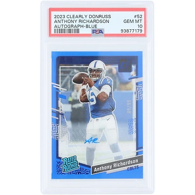 Anthony Richardson Indianapolis Colts Autographed 2023 Panini Clearly Donruss Blue #52 #89/99 PSA Authenticated 10 Rookie Card