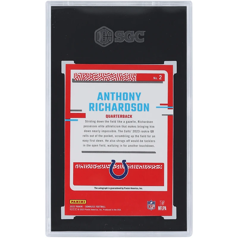 Anthony Richardson Indianapolis Colts Autographed 2023 Panini Donruss The Rookies #2 #68/100 SGC Authenticated 9/10 Rookie Card 