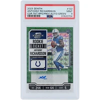 Anthony Richardson Indianapolis Colts Autographed 2023 Panini Zenith Rookie Ticket Preview Green #122 #19/23 PSA Authenticated 9 Rookie Card 