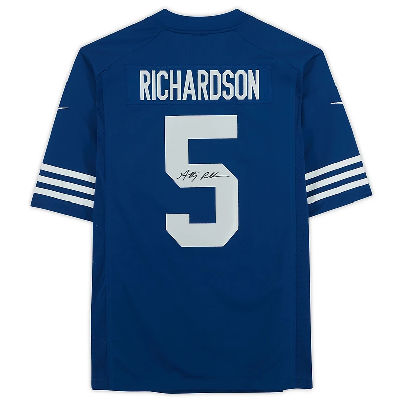 Maillot Nike alternatif bleu autographié par Anthony Richardson des Indianapolis Colts