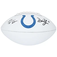 Ballon de football américain Franklin White Panel autographié par Daniel Jones et Tyler Warren des Indianapolis Colts
