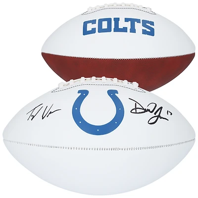 Ballon de football américain Franklin White Panel autographié par Daniel Jones et Tyler Warren des Indianapolis Colts
