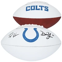 Ballon de football américain Franklin White Panel autographié par Daniel Jones et Tyler Warren des Indianapolis Colts
