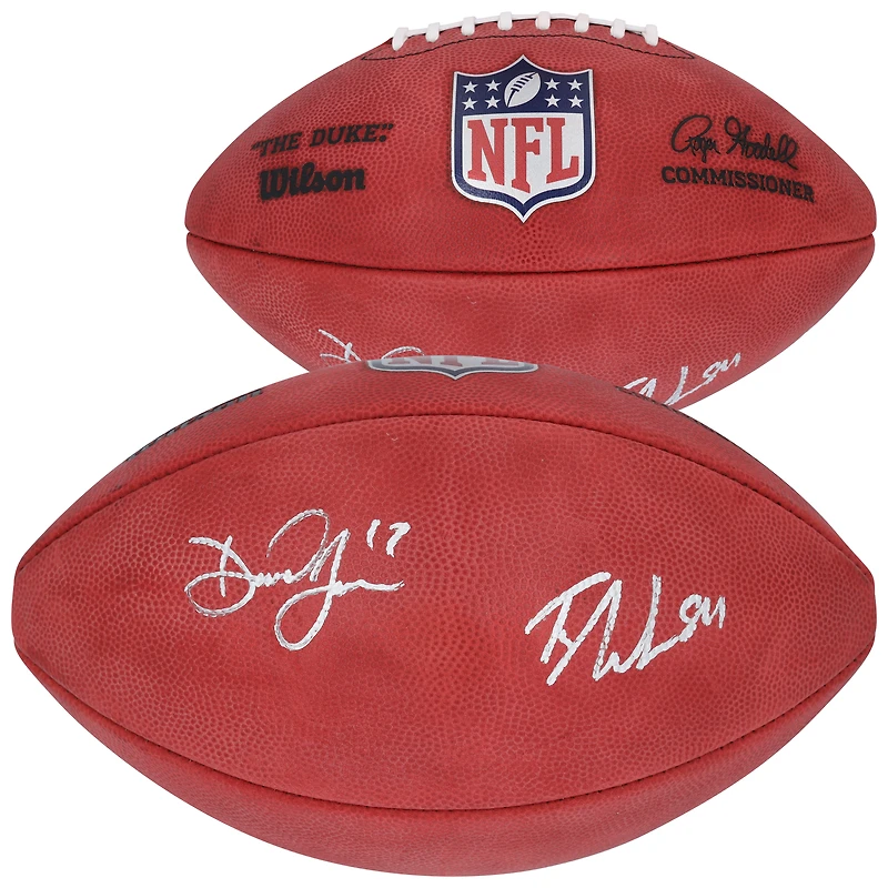 Ballon de football Wilson Duke en couleur, autographié par Daniel Jones et Tyler Warren des Indianapolis Colts
