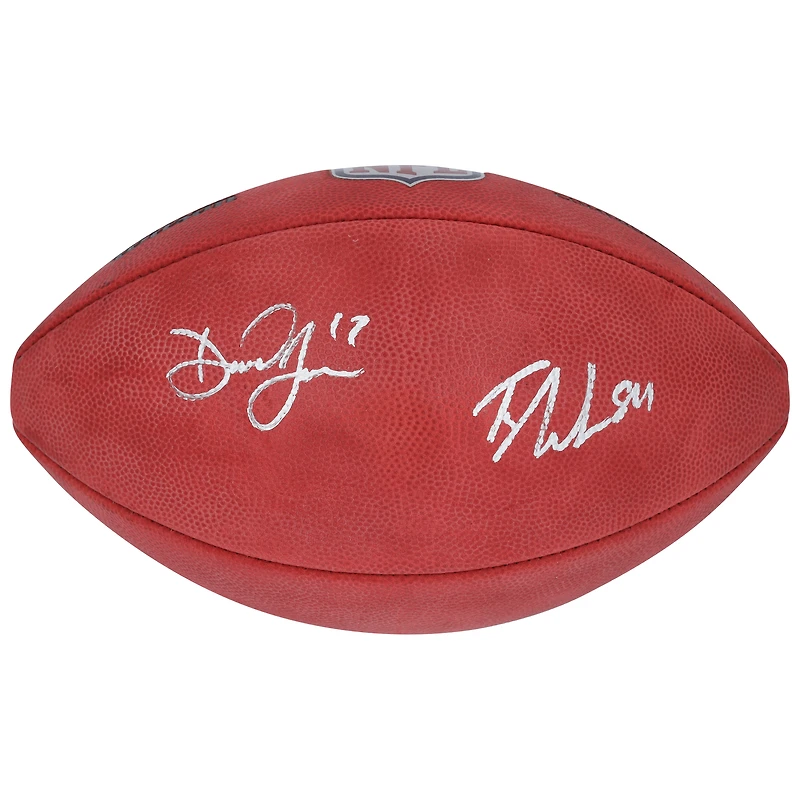 Ballon de football Wilson Duke en couleur, autographié par Daniel Jones et Tyler Warren des Indianapolis Colts