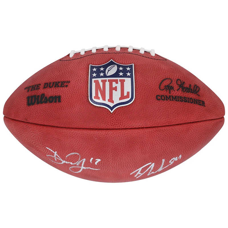 Ballon de football Wilson Duke en couleur, autographié par Daniel Jones et Tyler Warren des Indianapolis Colts