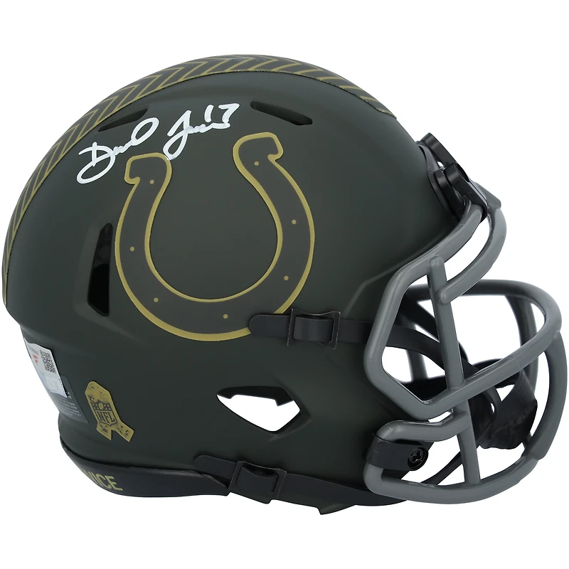 Casque Riddell Speed Mini 2025 Salute To Service autographié par Daniel Jones (Indianapolis Colts)