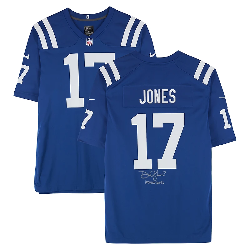 Daniel Jones Indianapolis Colts Autographed Royal Nike Game Jersey with "Indiana Jones" Inscription