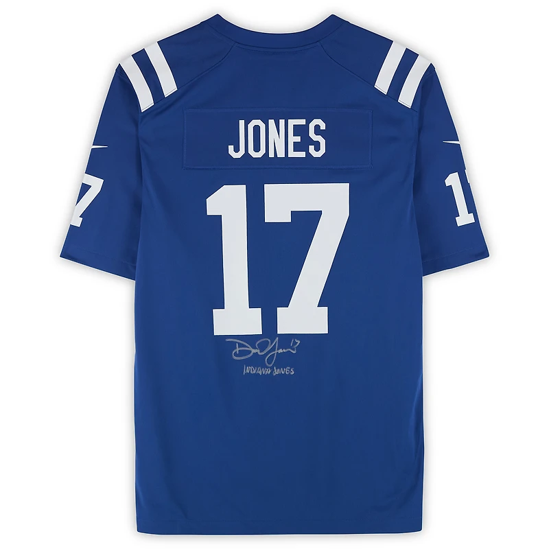 Daniel Jones Indianapolis Colts Autographed Royal Nike Game Jersey with "Indiana Jones" Inscription
