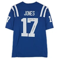 Maillot Nike Limited Royal autographié par Daniel Jones des Indianapolis Colts avec inscription « Indiana Jones »