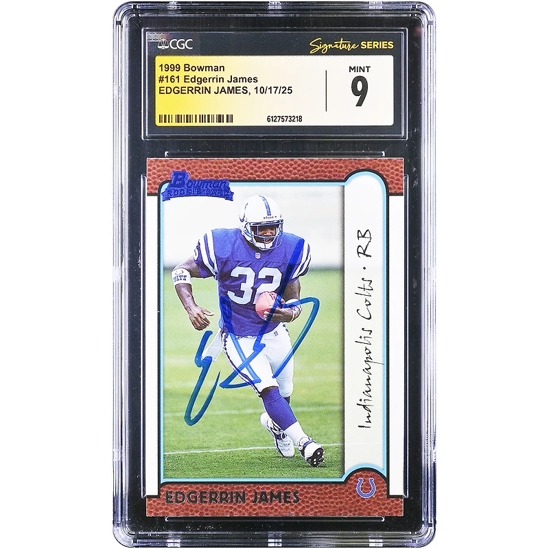 Edgerrin James Indianapolis Colts Autographed 1999 Bowman Chrome #161 CGC Authenticated Mint 9 Rookie Card