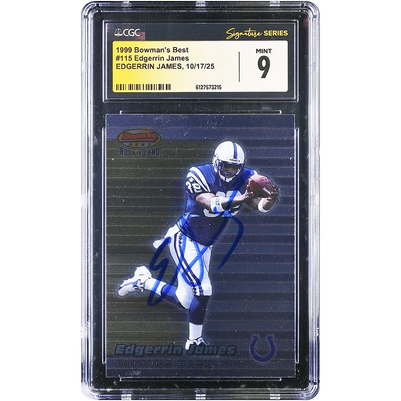 Edgerrin James Indianapolis Colts Autographed 1999 Topps Bowman's Best #115 CGC Authenticated Mint Rookie Card