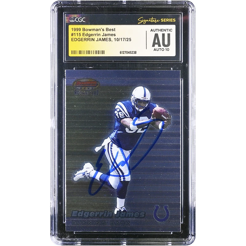Edgerrin James Indianapolis Colts Autographed 1999 Topps Bowman's Best #115 CGC Fanatics Witnessed Authenticated Auto 10 Rookie Card