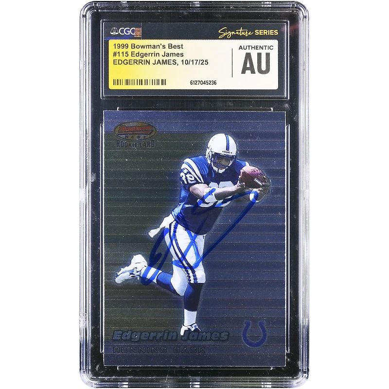 Edgerrin James Indianapolis Colts Autographed 1999 Topps Bowman's Best #115 CGC Fanatics Witnessed Authenticated Rookie Card