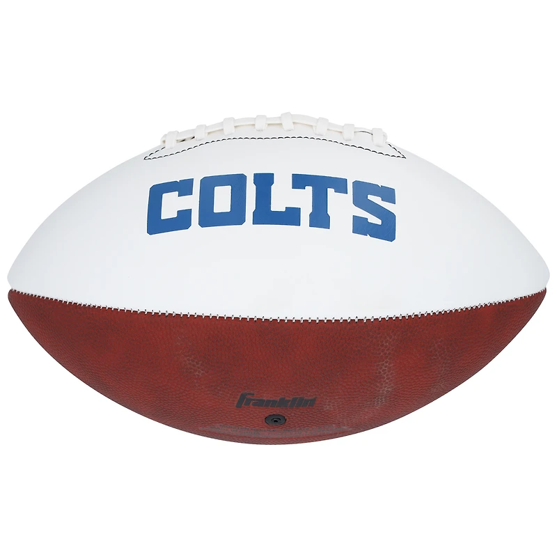 Ballon de football Franklin White Panel autographié par Edgerrin James des Indianapolis Colts avec l'inscription « HOF 20 »