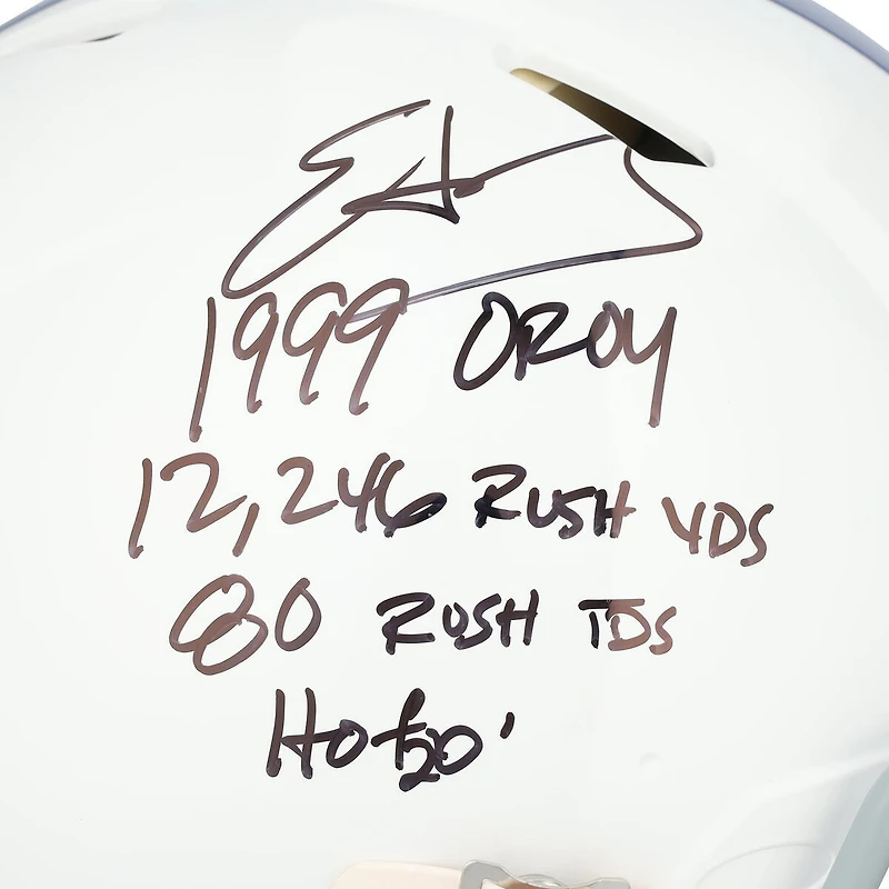 Casque authentique Riddell 2021 Throwback Speed autographié par Edgerrin James Indianapolis Colts avec inscriptions multiples