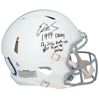 Casque authentique Riddell 2021 Throwback Speed autographié par Edgerrin James Indianapolis Colts avec inscriptions multiples - Édition limitée à 5 exemplaires