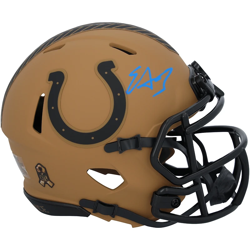 Casque Riddell 2023 Salute To Service Speed ​​Mini autographié par Edgerrin James Indianapolis Colts