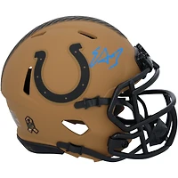 Casque Riddell 2023 Salute To Service Speed ​​Mini autographié par Edgerrin James Indianapolis Colts