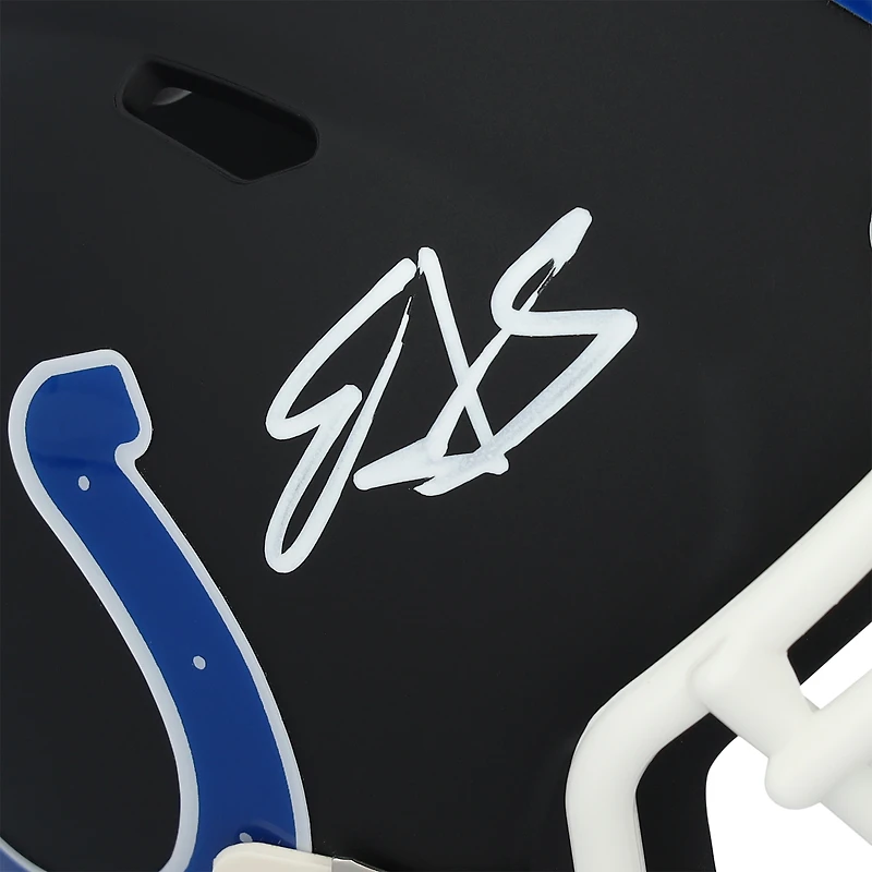 Casque Riddell Speed ​​Mini noir mat autographié par Edgerrin James Indianapolis Colts