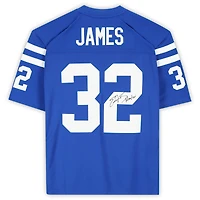 Maillot Royal Mitchell & Ness Legacy 1999 dédicacé par Edgerrin James des Indianapolis Colts avec inscription « HOF 20 »
