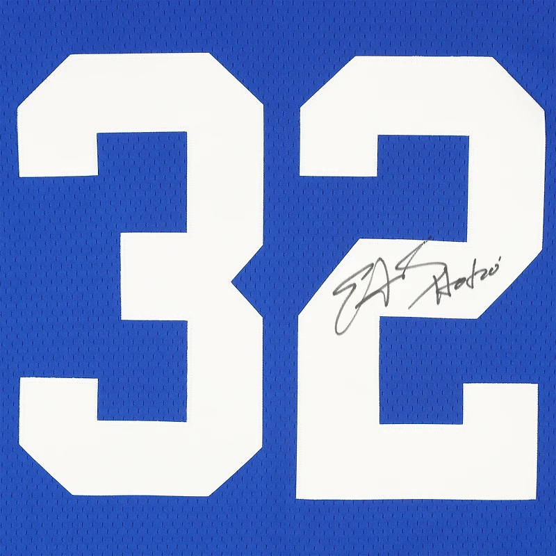 Maillot Royal Mitchell & Ness Legacy 1999 dédicacé par Edgerrin James des Indianapolis Colts avec inscription « HOF 20 »