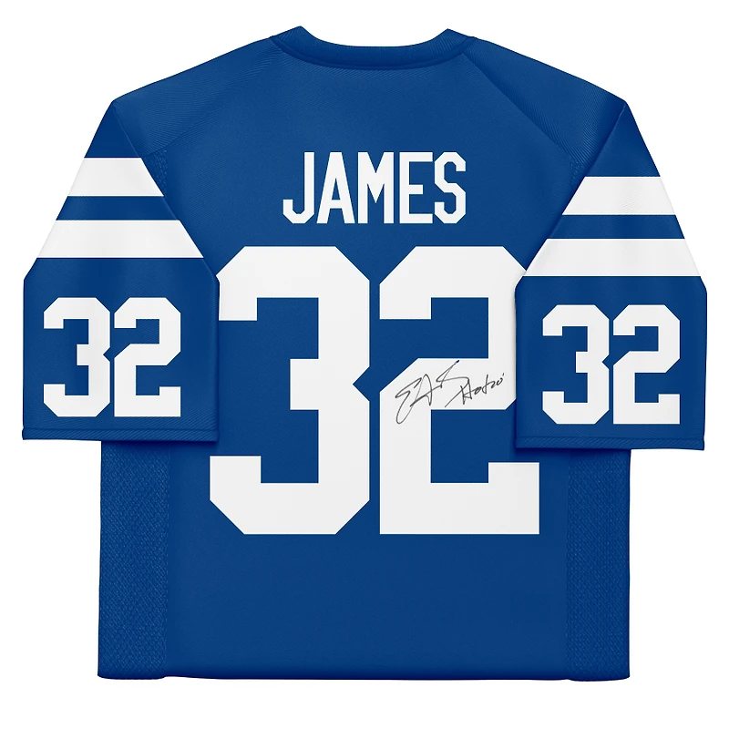 Maillot Royal Mitchell & Ness Legacy 1999 dédicacé par Edgerrin James des Indianapolis Colts avec inscription « HOF 20 »