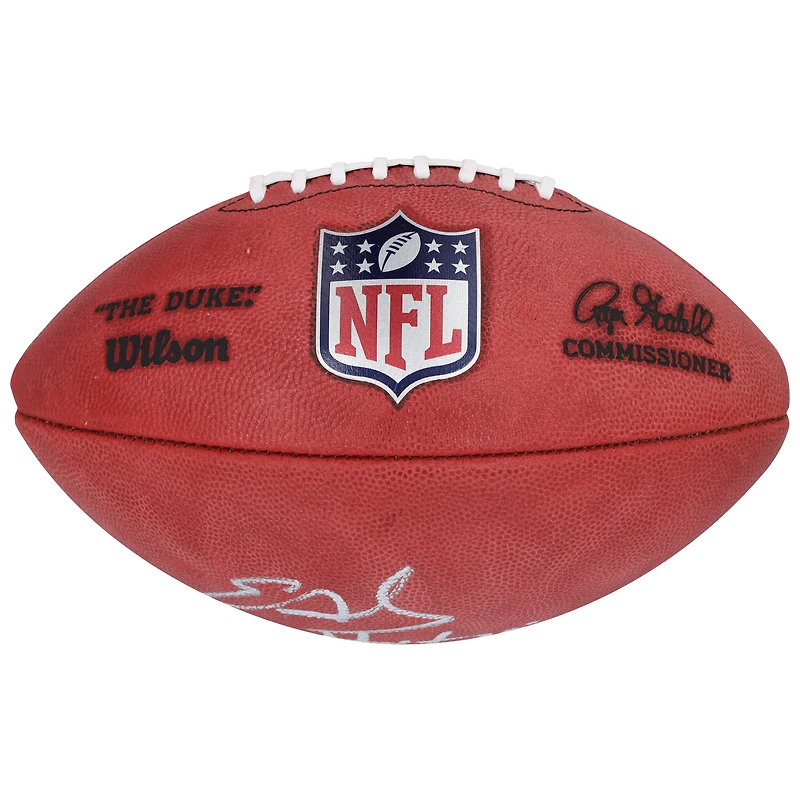 Ballon de football Wilson Duke en couleur autographié par Edgerrin James des Indianapolis Colts avec l'inscription « HOF 20 »