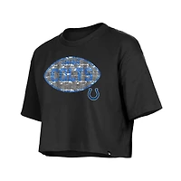 T-shirt boxy à paillettes noires New Era pour fille des Indianapolis Colts