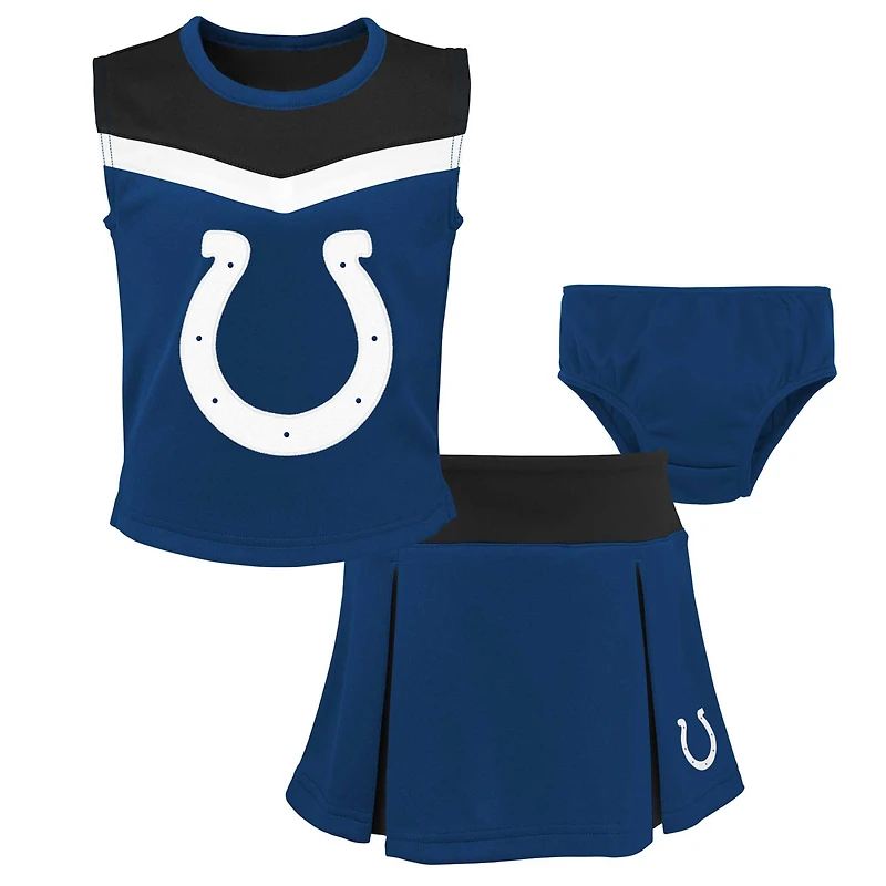 Ensemble deux pièces de pom-pom girl Spirit des Royal Indianapolis Colts pour filles d'âge préscolaire avec bloomers