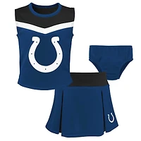 Ensemble deux pièces de pom-pom girl Spirit des Royal Indianapolis Colts pour filles d'âge préscolaire avec bloomers