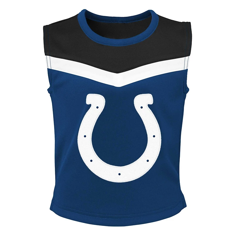 Ensemble deux pièces de pom-pom girl Spirit des Royal Indianapolis Colts pour filles d'âge préscolaire avec bloomers