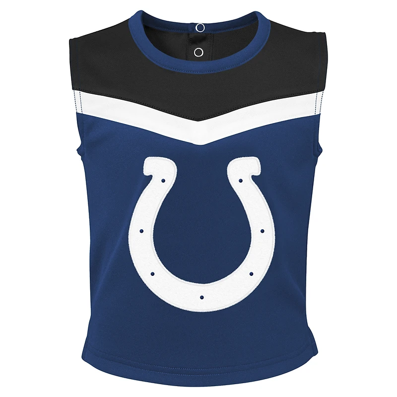 Ensemble de pom-pom girl 2 pièces Spirit Cheer des Royal Indianapolis Colts pour filles avec bloomers