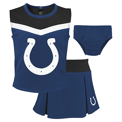 Ensemble de pom-pom girl 2 pièces Spirit Cheer des Royal Indianapolis Colts pour filles avec bloomers