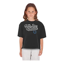 T-shirt à paillettes réversibles New Era noir pour filles et jeunes, modèle Indianapolis Colts.