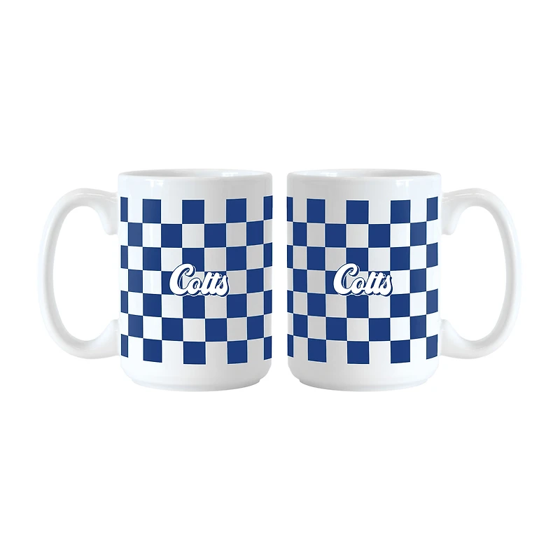Lot de 2 tasses à logo à carreaux de 15 oz des Indianapolis Colts