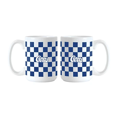 Lot de 2 tasses à logo à carreaux de 15 oz des Indianapolis Colts