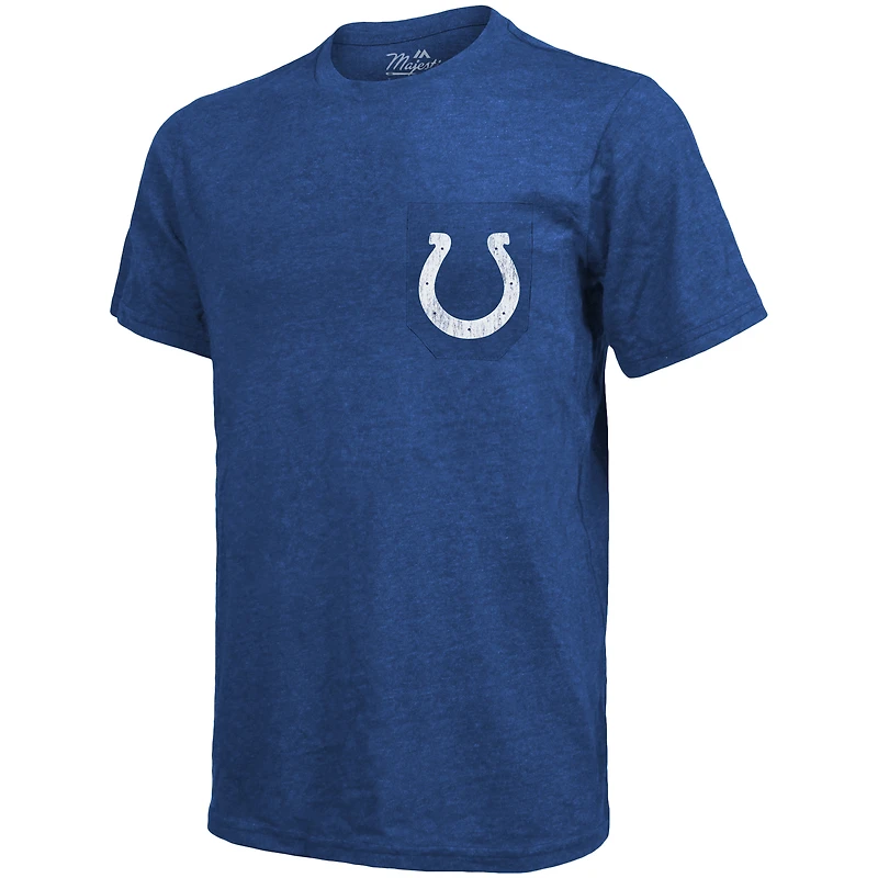 T-Shirt Indianapolis Colts Majestic Threads Tri-Blend Pocket - Heathered Royal