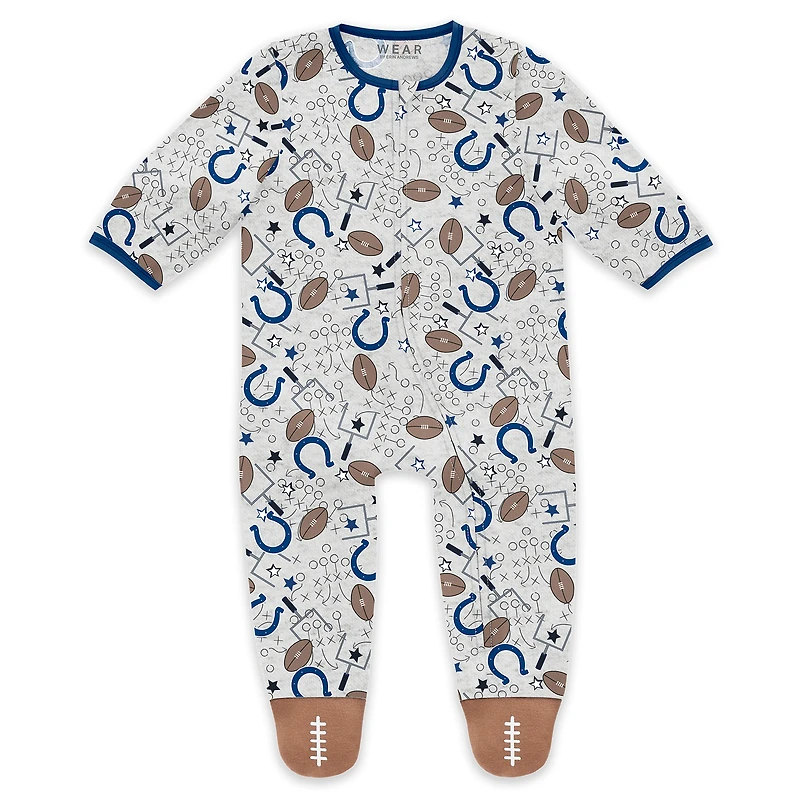 Infant & Newborn WEAR by Erin Andrews Indianapolis Colts Sleep and Play Full-Zip Sleeper Bib Set