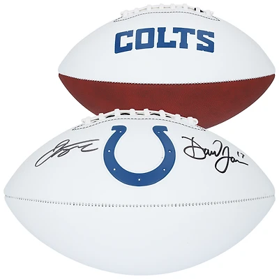 Ballon de football américain Franklin White Panel autographié par Jonathan Taylor et Daniel Jones des Indianapolis Colts