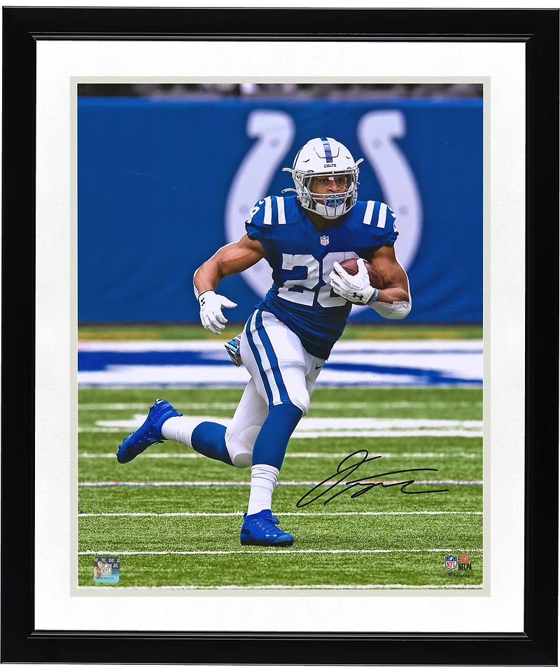 Jonathan Taylor Indianapolis Colts Autographed 16" x 20" Royal Jersey Running Photograph